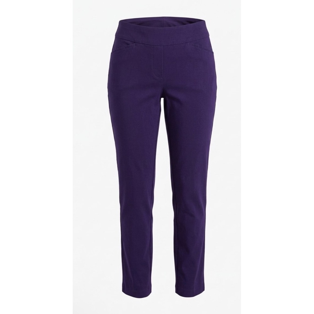 Chicos Perfect Stretch Pull On Pants Purple Size 2 Regular Straight Leg Trouser